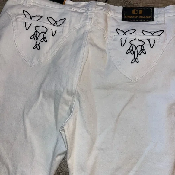 Crest Jeans White Black Embroider And Tie Woman’s NWT Size 19/20 Y2K Vibes Flare - Picture 6 of 6